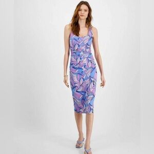 Bar iii - Multicolor Ruched Midi Sheath Dress, Size M, NWT